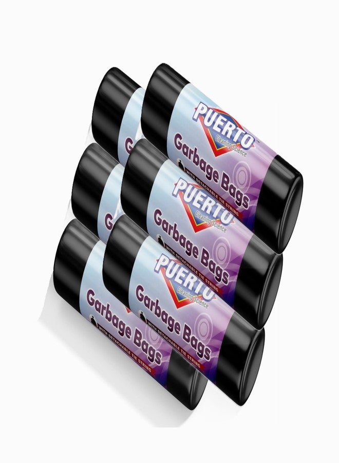 PUERTO Garbage Bags, Extra Large - (29 x 39 Inches) - 10 Bags/Roll, 60 Count (Pack of 6, Black), Plastic - Image 1